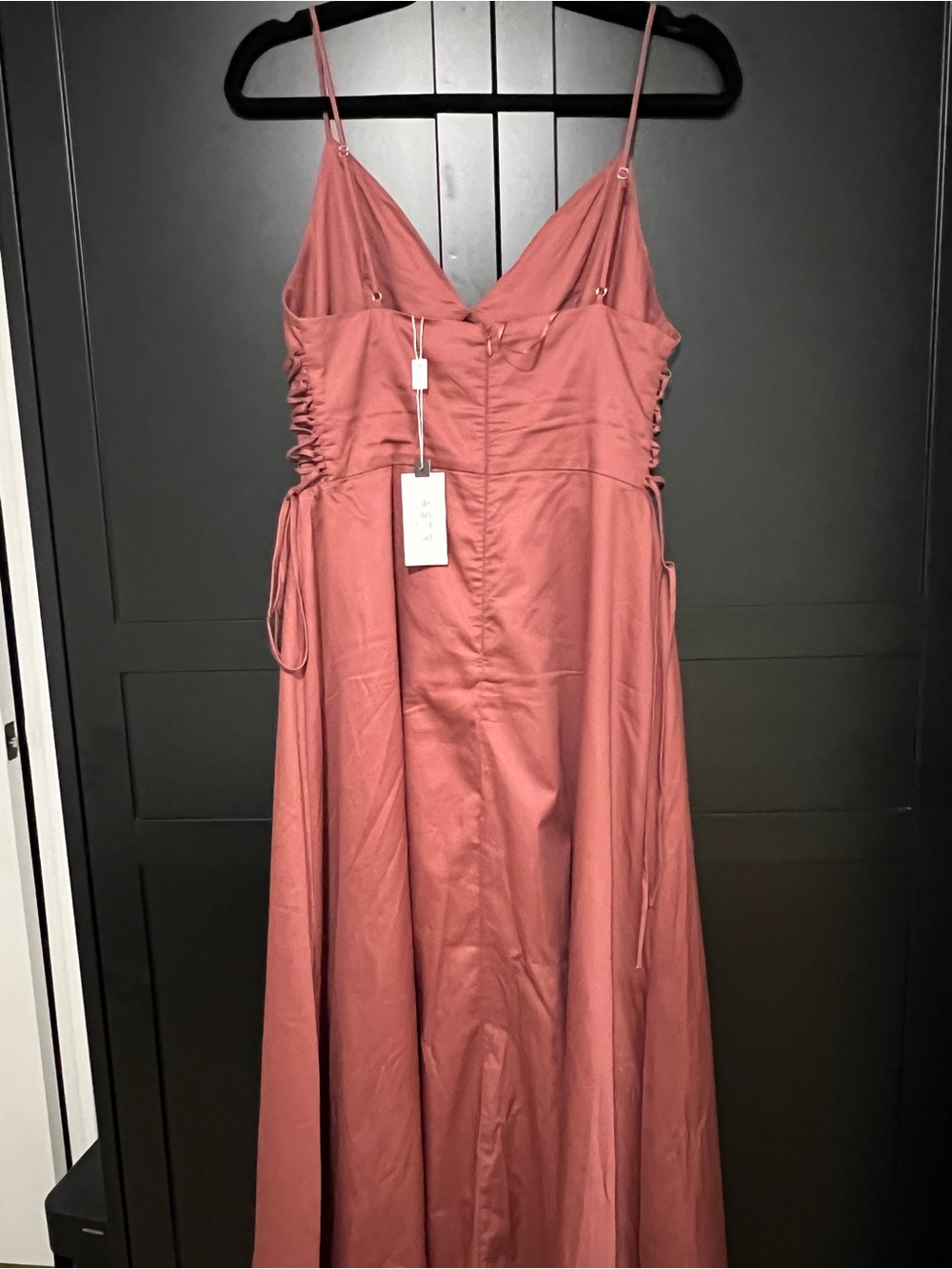 Astr Strappy Ruched Midi Dress in Dusty Rose - Picture 3 of 4